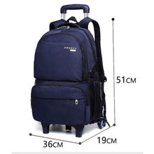 将图片加载到图库查看器，(Blue)Middle school student trolley school bag six-wheeled staircase climbing boy backpack
