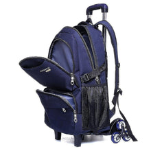 将图片加载到图库查看器，(Blue)Middle school student trolley school bag six-wheeled staircase climbing boy backpack
