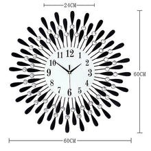 将图片加载到图库查看器，(Black) 3D Large Diamante Beaded Crystal Jeweled Wall Clock
