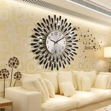 将图片加载到图库查看器，(Black) 3D Large Diamante Beaded Crystal Jeweled Wall Clock
